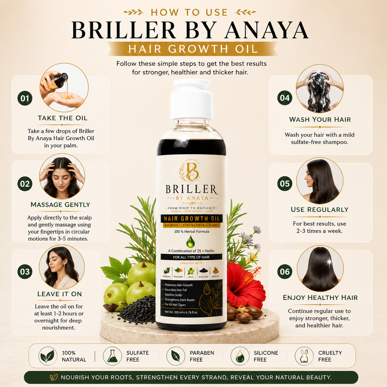 Briller Herbal Hair Oil Stronger Roots, Healthier Hair