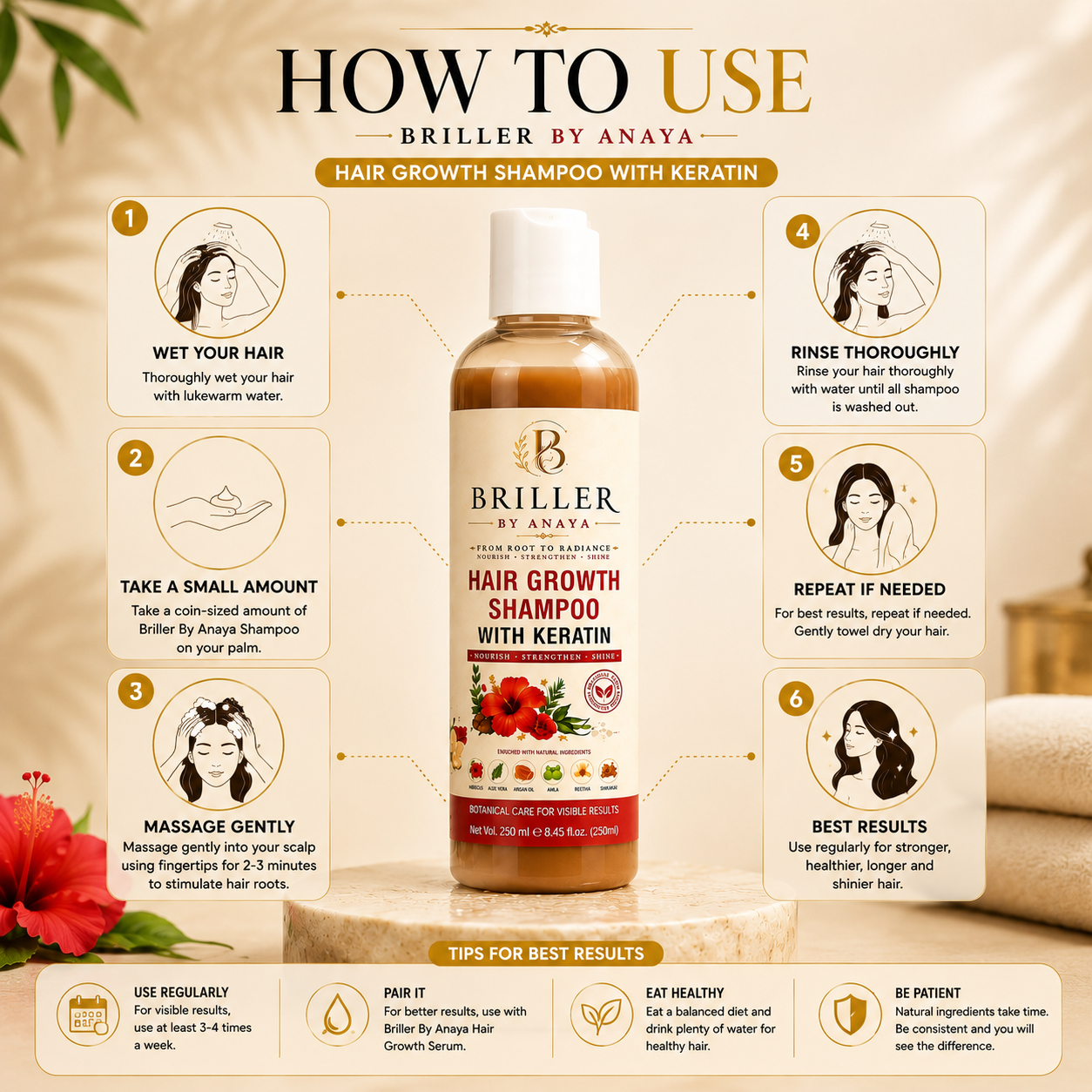 2x Briller Hair Oil 200ml + 1x Growth Shampoo 250ml