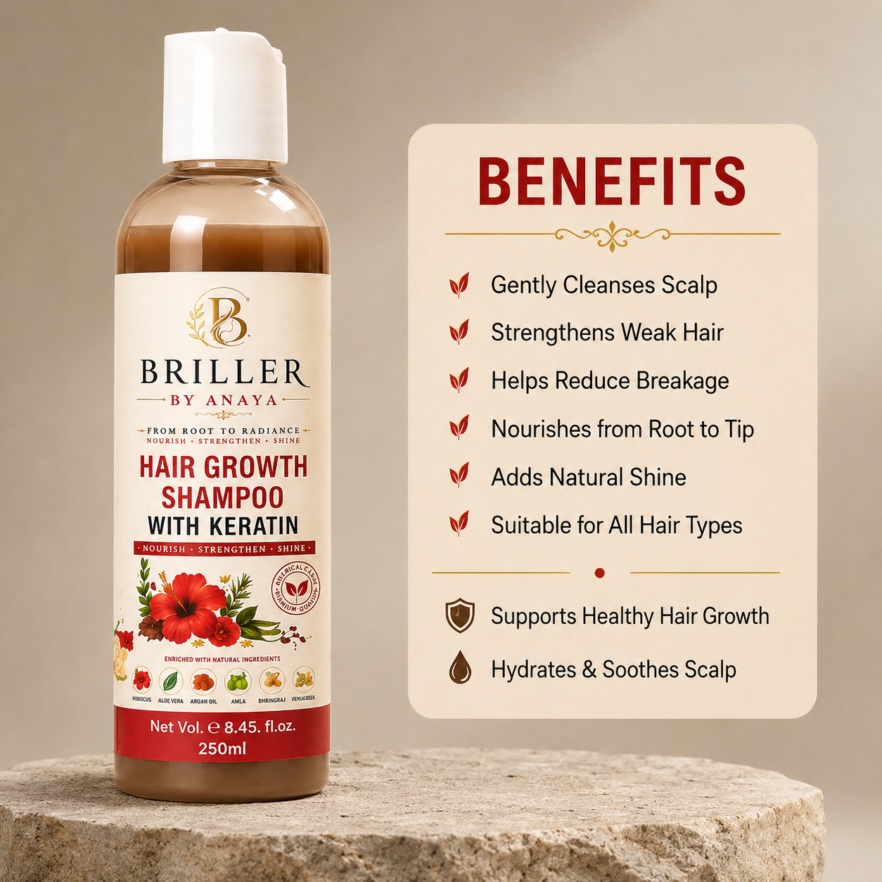 2x Briller Hair Oil 200ml + 1x Growth Shampoo 250ml
