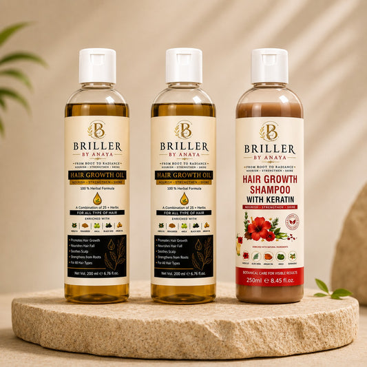 2x Briller Hair Oil 200ml + 1x Growth Shampoo 250ml
